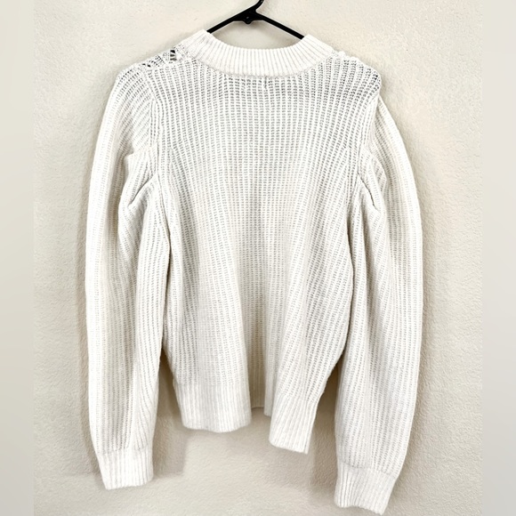 A New Day White Knit Puffy Sleeve Embroidered Sweater Size Large - Picture 4 of 5